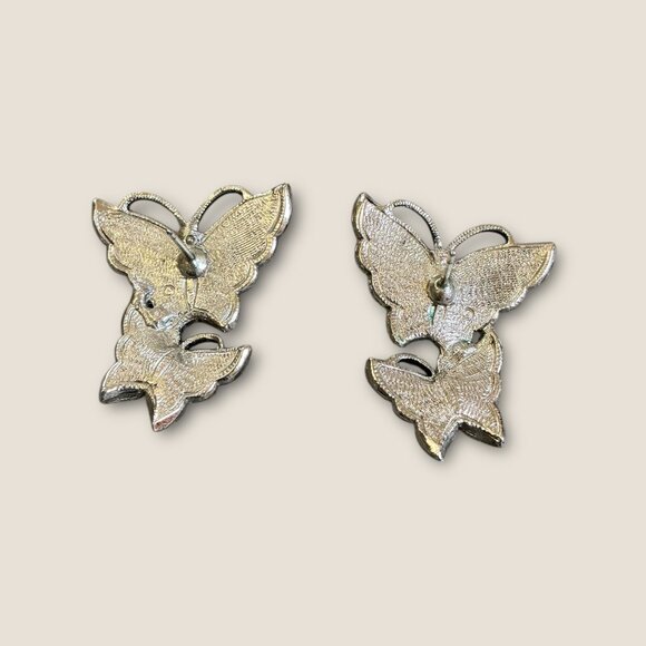 Avon Whispering Wings Double Butterfly Post Earrings - Picture 5 of 5